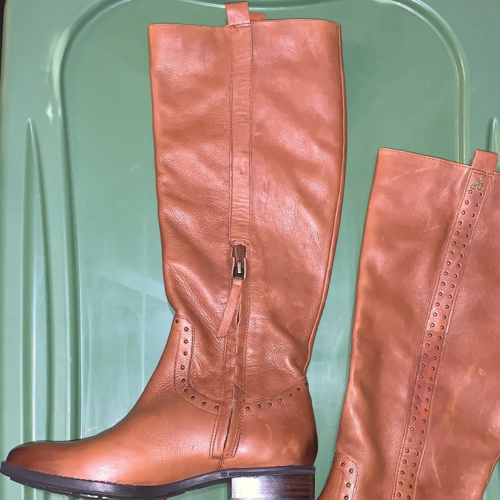 Sam Edelman Brown Heeled Knee High Boots 7.5 - Picture 9 of 12